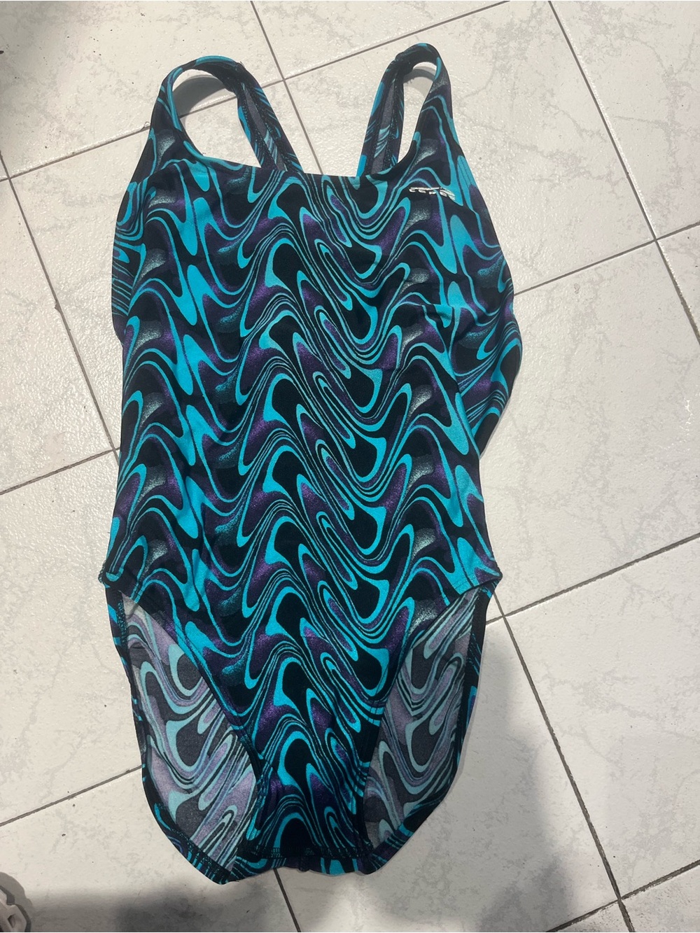 Women’s Teal Wave-Print One-Piece Swimsuit - Unbranded